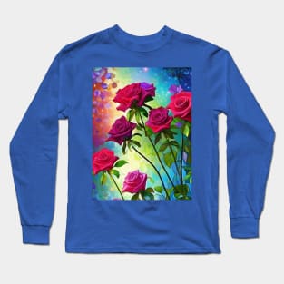 Red Roses In Bloom Long Sleeve T-Shirt